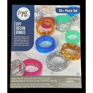 Craft It Up Epoxy Resin Rings Kit For Beginners 10 Piece Set Age 14+ New In Box